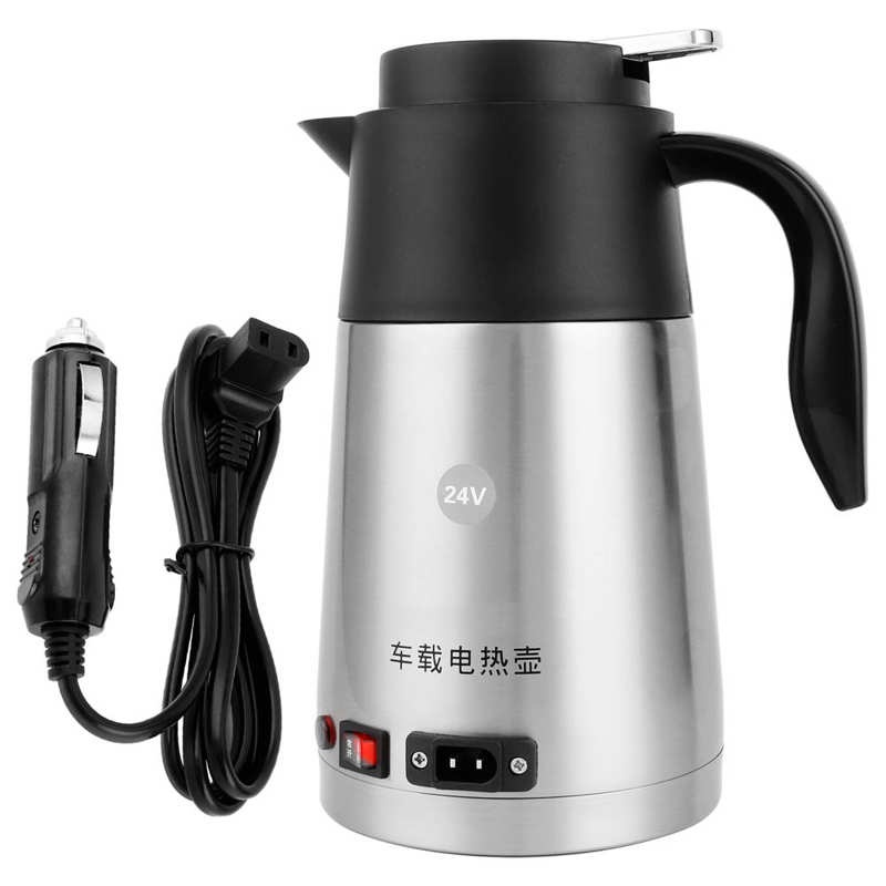 1200ml Ấm đun nước điện trên ô tô Bình bằng thép không gỉ di động Nồi cách nhiệt Cà phê Sữa pha trà 24V