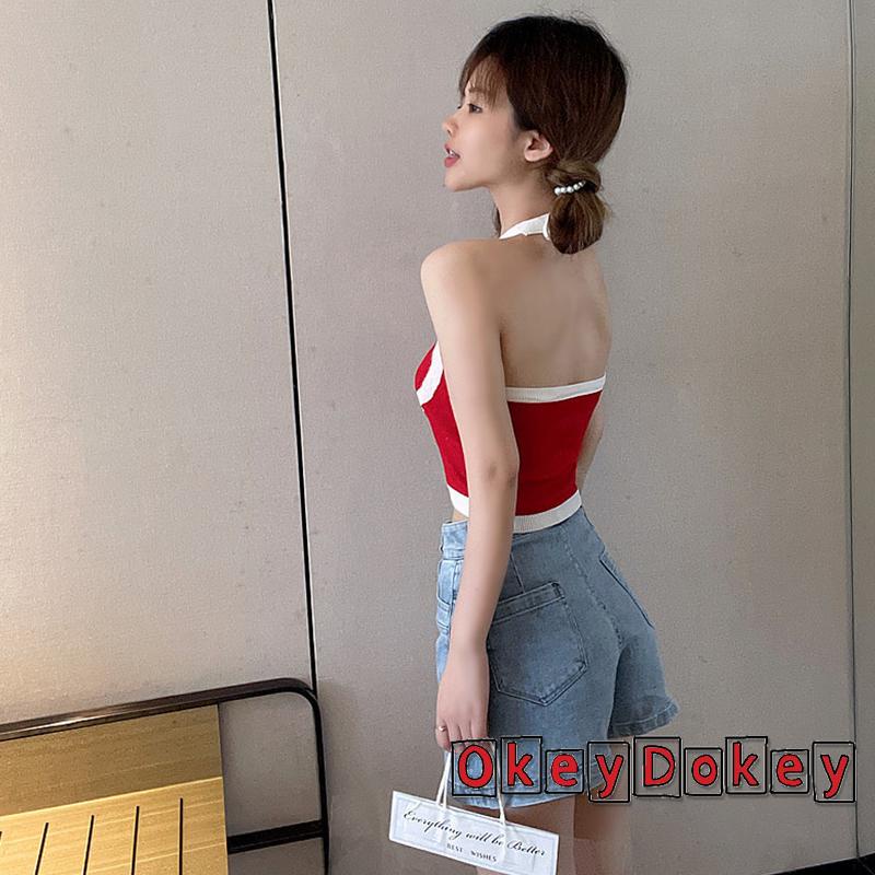 Áo Hai Dây Không Tay Hở Lưng In Họa Tiết Trái Tim Quyến Rũ Cho Nữ