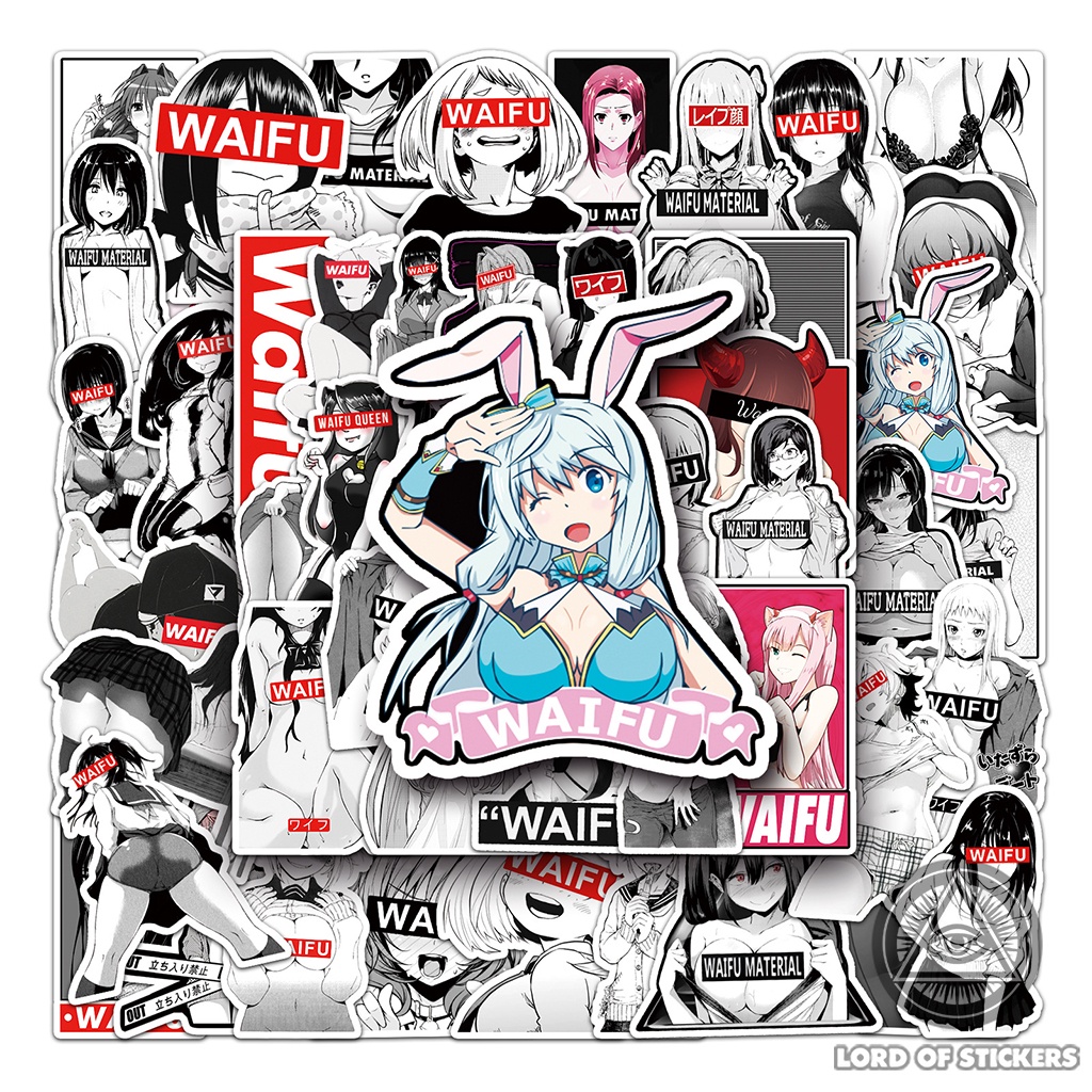 Set 51 Hình Dán Cô Gái Anime Waifu Sexy Hentai Ecchi Sticker Chống Thấm Nước Trang Trí Mũ Bảo Hiểm, Laptop, Ván Trượt