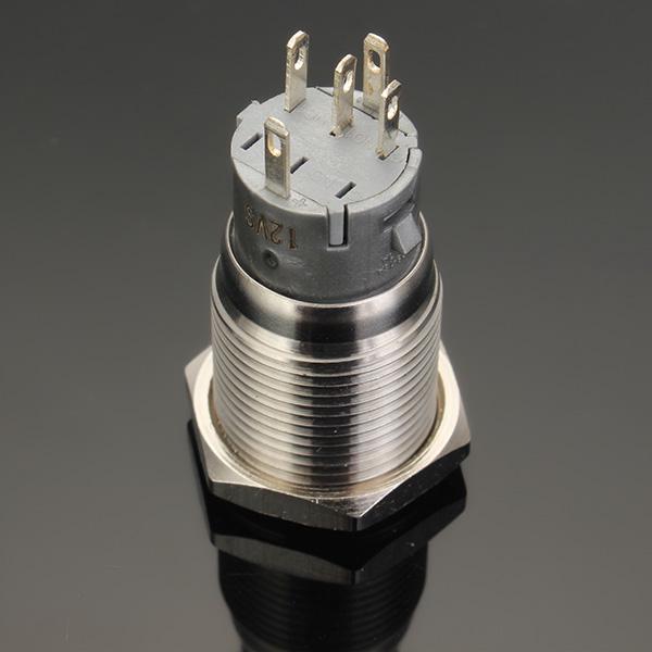 12V 16mm Latching Angel Eye LED Push Button Switch Flat Head Metal illuminated