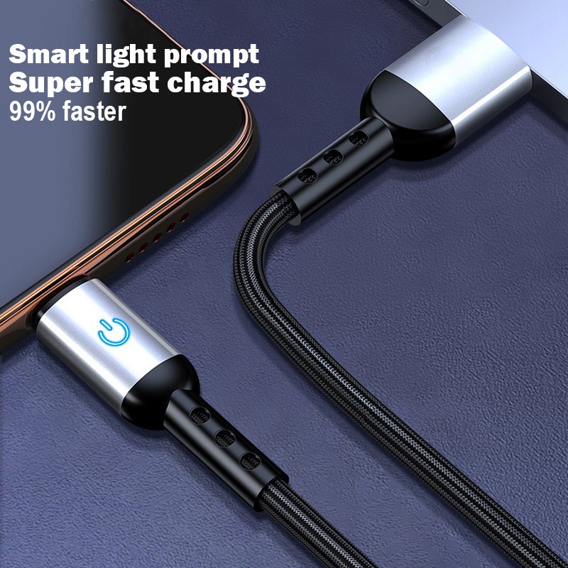 Dây Cáp Sạc Nhanh 5A Cổng Cắm Usb Loại c Có Đèn Led Phát Sáng Thông Minh