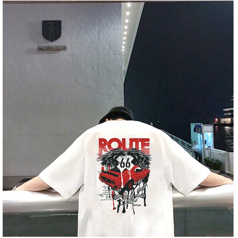 Áo thun unisex tay lỡ form rộng họa tiết cá tính vải dày mịn 2020T2674