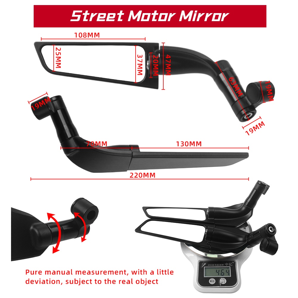 Gương Chiếu Hậu Xoay Điều Chỉnh Được Cho Xe Mô Tô Kawasaki Z Z900 Z1000 Z800 Z750 Z650 Z400 Z300 Z250 Z125