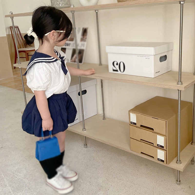 Se7en Bộ Áo Tay Phồng Đính Nơ + Quần Short Thời Trang Mùa Hè Hàn Quốc Cho Bé Gái