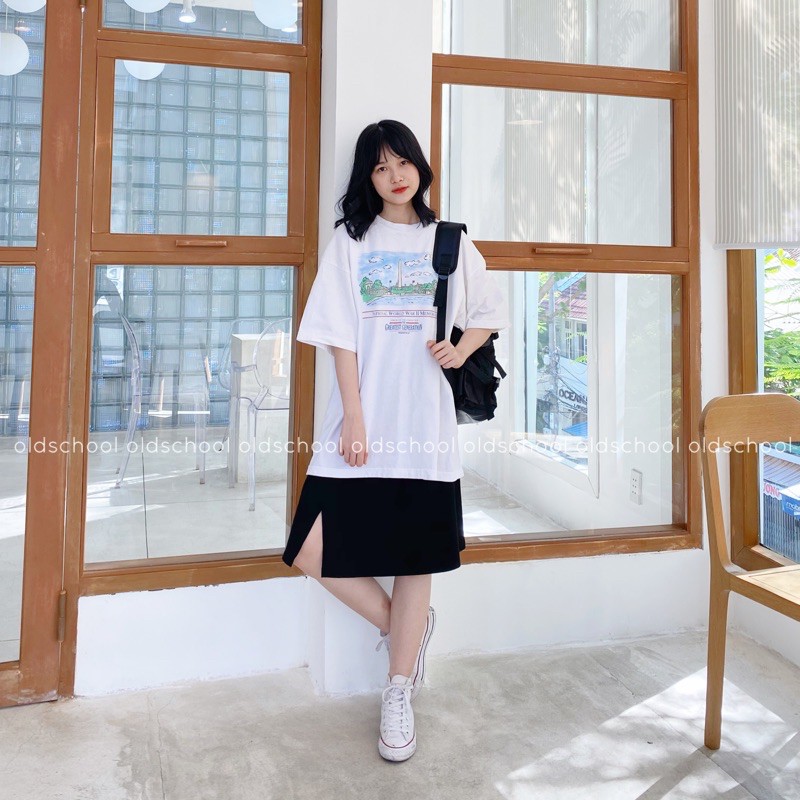 CHÂN VÁY THUN COTTON XẺ TÀ ULZZANG (ảnh thật/sẵn/video)