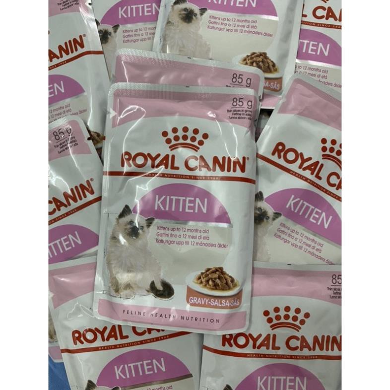 [LN123#]  HẠT ƯỚT PATE CHO MÈO CON DƯỚI 1 TUỔI HỘP 12 GÓI - ROYAL CANNIN KITTEN GRAVY