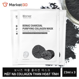 !!Giá sốc!! Combo 5 mặt nạ Than hoạt tính Thanh lọc da Se khít lỗ chân lông BONAZ Charcoal Purifying Collagen (Giảm 35%)