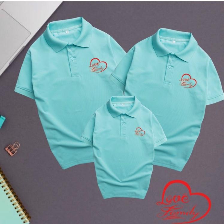 Áo Thun Nam Nữ Gia Đình POLO Có Cổ Chất  Poly Thái 4 Chiều Đủ Size Cho Các Thành Viên Gia Đình Từ 8 -100kg - LOVE FAMILY