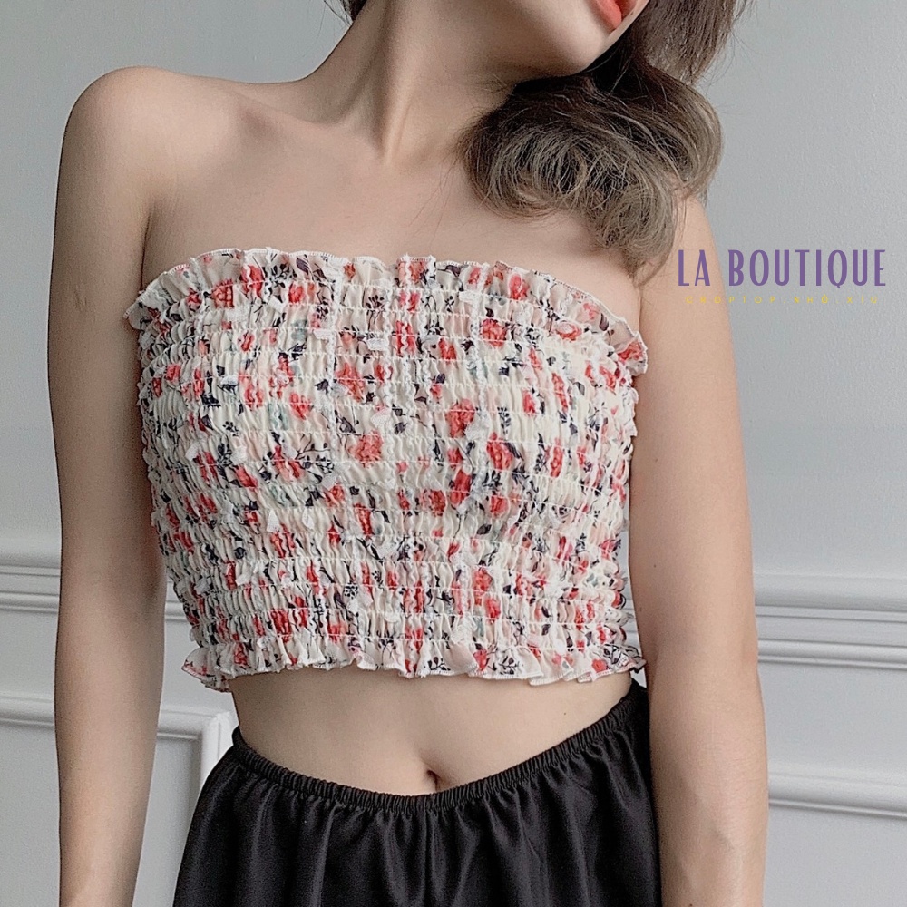 Áo Ống Nữ LABOUTIQUE Nhún Thun Hoa Nhí