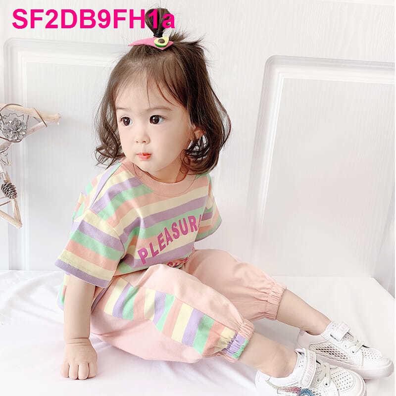 Bộ đồ nữ trẻ em giản dị mùa hè 2021 cô gái nước ngoài phong cách thời trang lưới màu đỏ ngắn tay áo dài thể thao