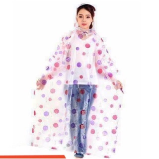 Áo mưa cánh dơi trong suốt chấm bi