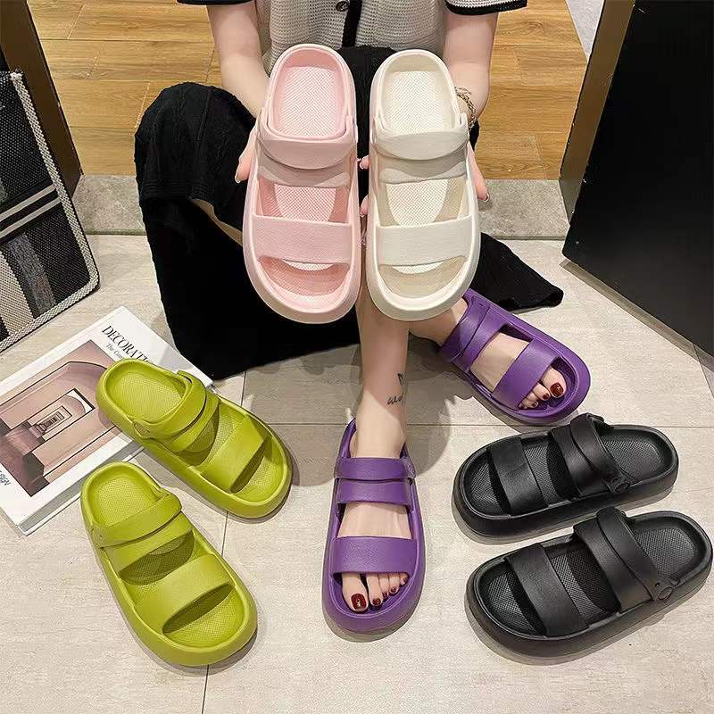 Thời Trang Dép Sandal Đế Dày Siêu Mềm Chống Trượt Màu Trơn unisex