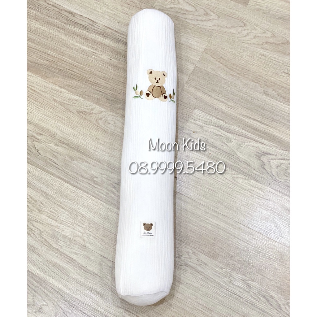 Gối Ôm Cho Bé Hình Thú Đáng Yêu 𝑭𝑹𝑬𝑬𝑺𝑯𝑰𝑷  Chất Xô Muslin Mềm Mịn Cho Bé Trai Bé Gái Dài 60cm