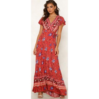 Váy boho vạt chéo maxi đi biển