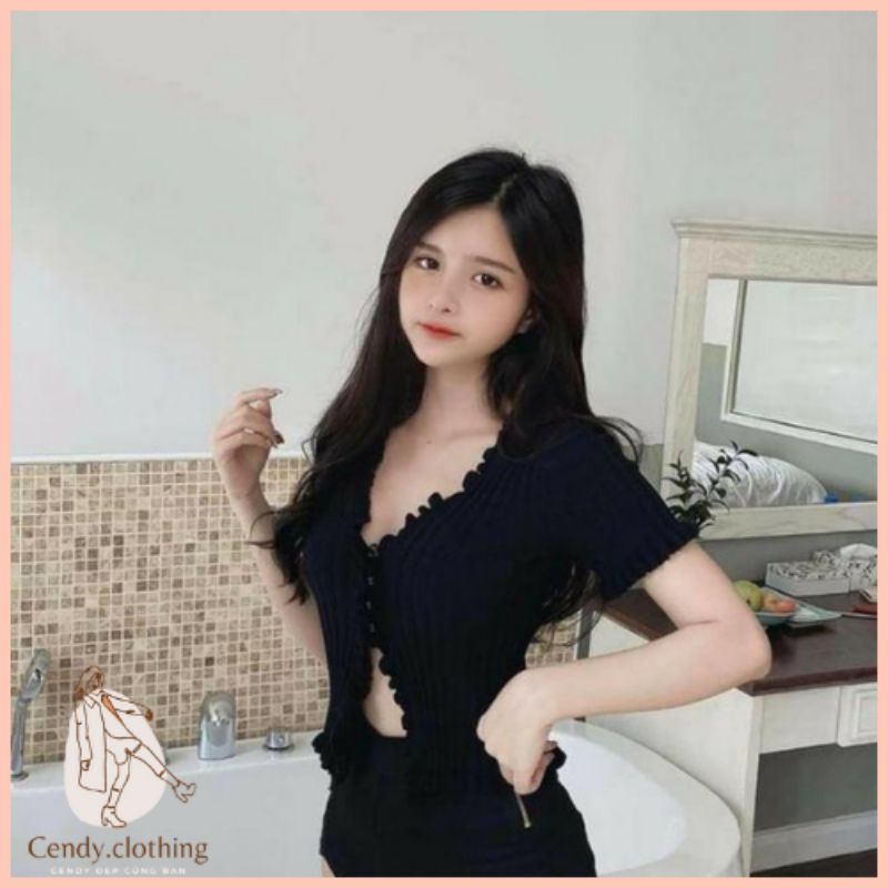 [Hàng Cao Cấp Loại 1 + Ảnh Thật] Áo Croptop Cổ V Chất Len Cao Cấp Cendy Clothing - CD082 | BigBuy360 - bigbuy360.vn
