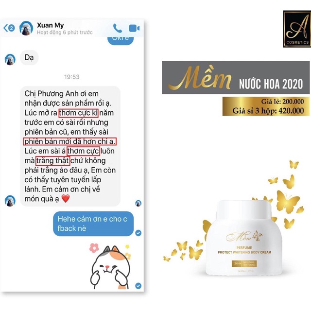 Kem Body Mềm Nước Hoa 2020 Acosmetics⚡️ Chính Hãng 100%⚡️Kem Dưỡng Trắng Da Toàn Thân Cao Cấp ⭐ 250gram