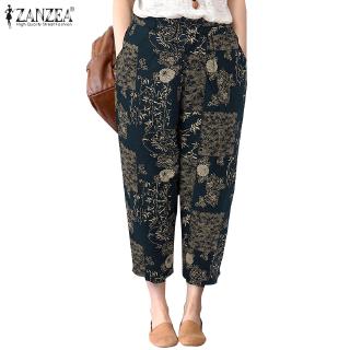ZANZEA Quần Dài Ống Rộng In Họa Tiết Thời Trang Cho Nữ