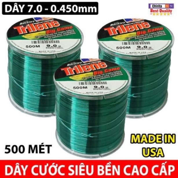 Cước câu cá loại 1 dài 500m hàng mỹ TRILENE Big game tải cá 40kg y hình hàng nhập khẩu