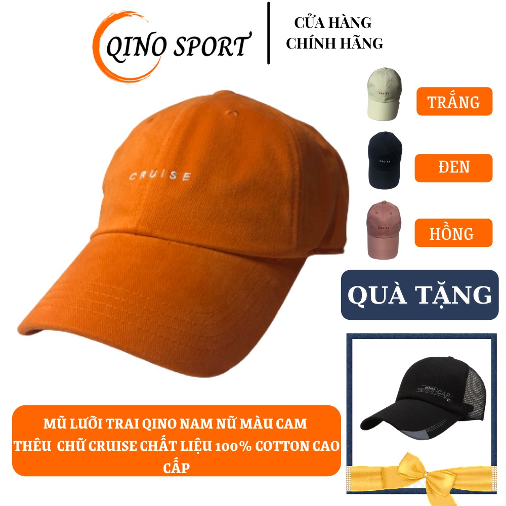 Nón lưỡi trai nam nữ , nón kết QINO thêu chữ Cruise 100% cotton cao cấp 4 màu cá tính đen trắng hồng cam freesize