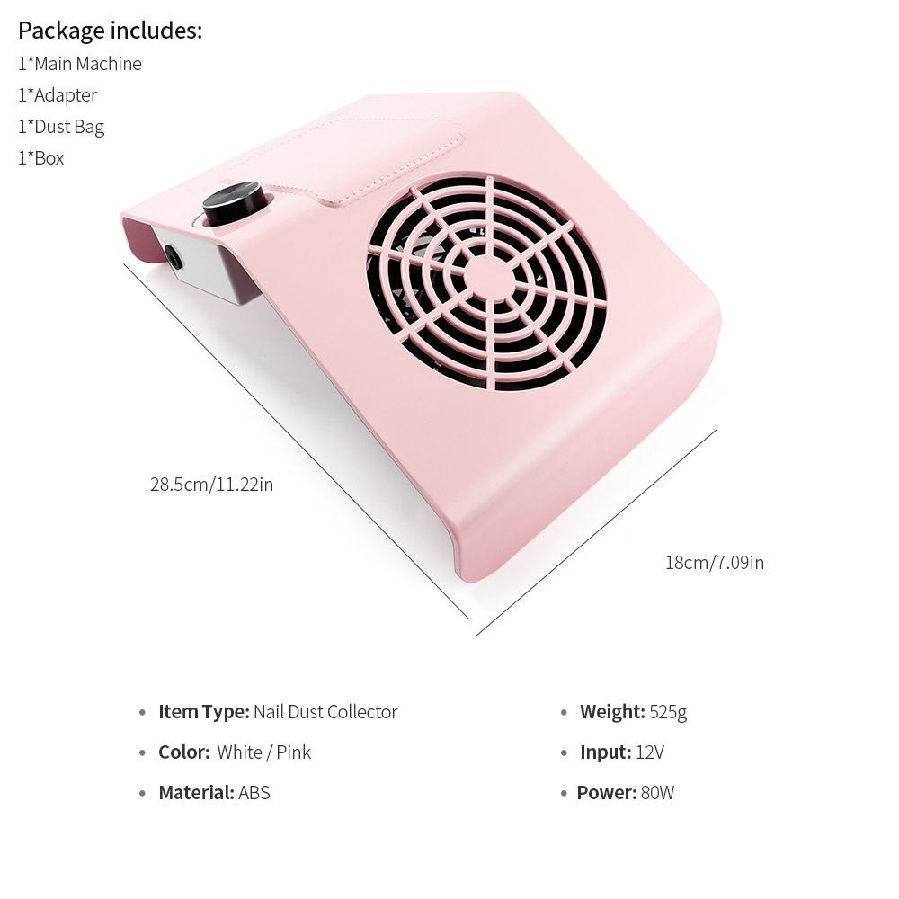 【READY STOCK】80W Electric Nail Art Dust Vacuum Cleaner Suction Collector Manicure Machine