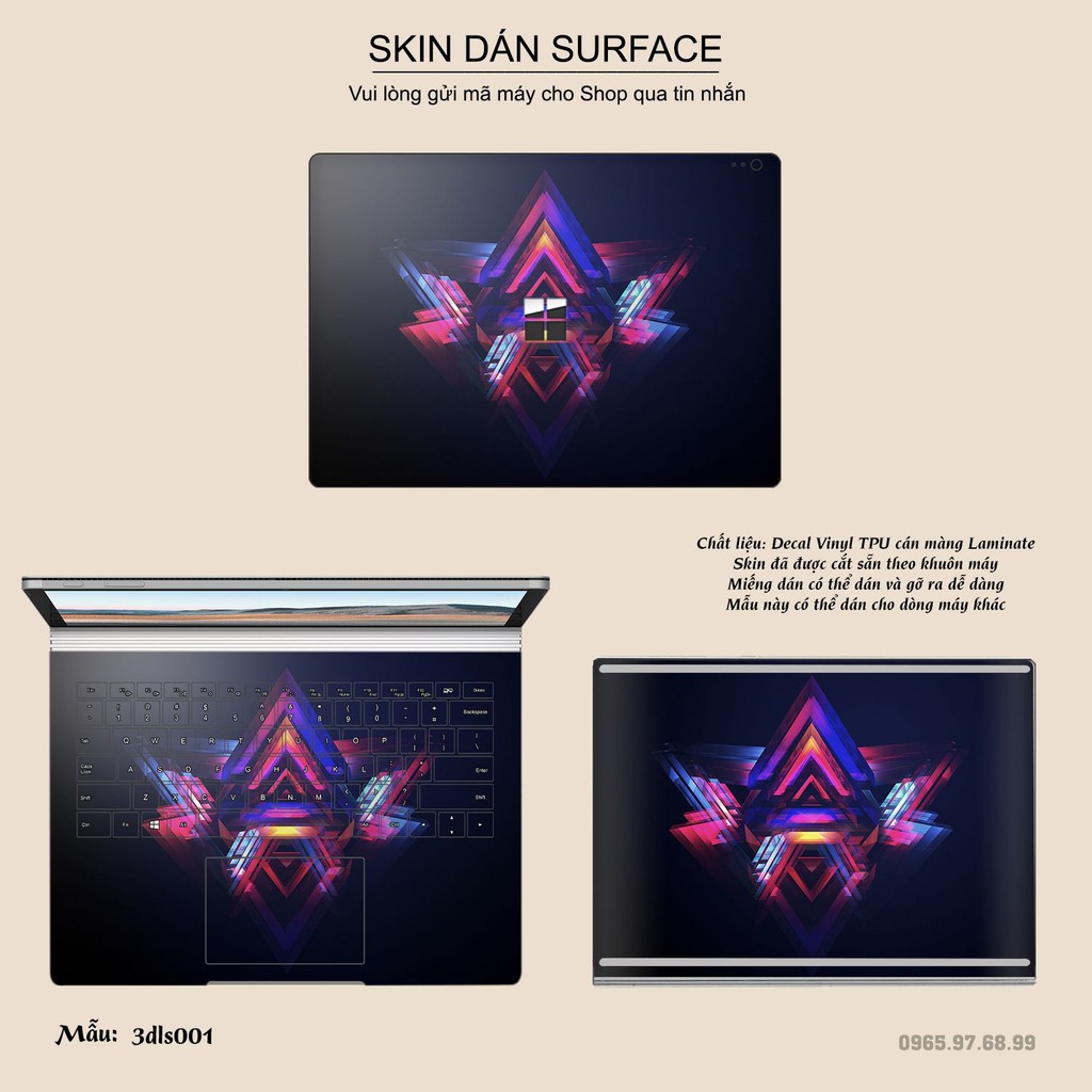 Miếng dán Skin bảo vệ mặt lưng Surface Pro 2/ Pro 3/ Pro 4/ Pro 5/ Pro 6/Pro 7/Pro X / Surface Go /Book in hình sưu  tầm