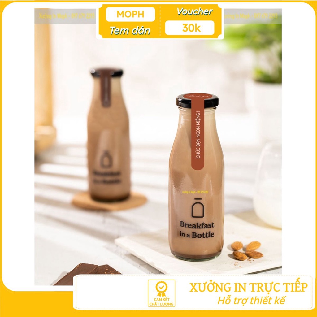 Tem Niêm Phong Nắp Chai Tem Thank You Dán Đồ Uống Sữa Hạt Trà Sữa Nước Ép - Xưởng In MoPh