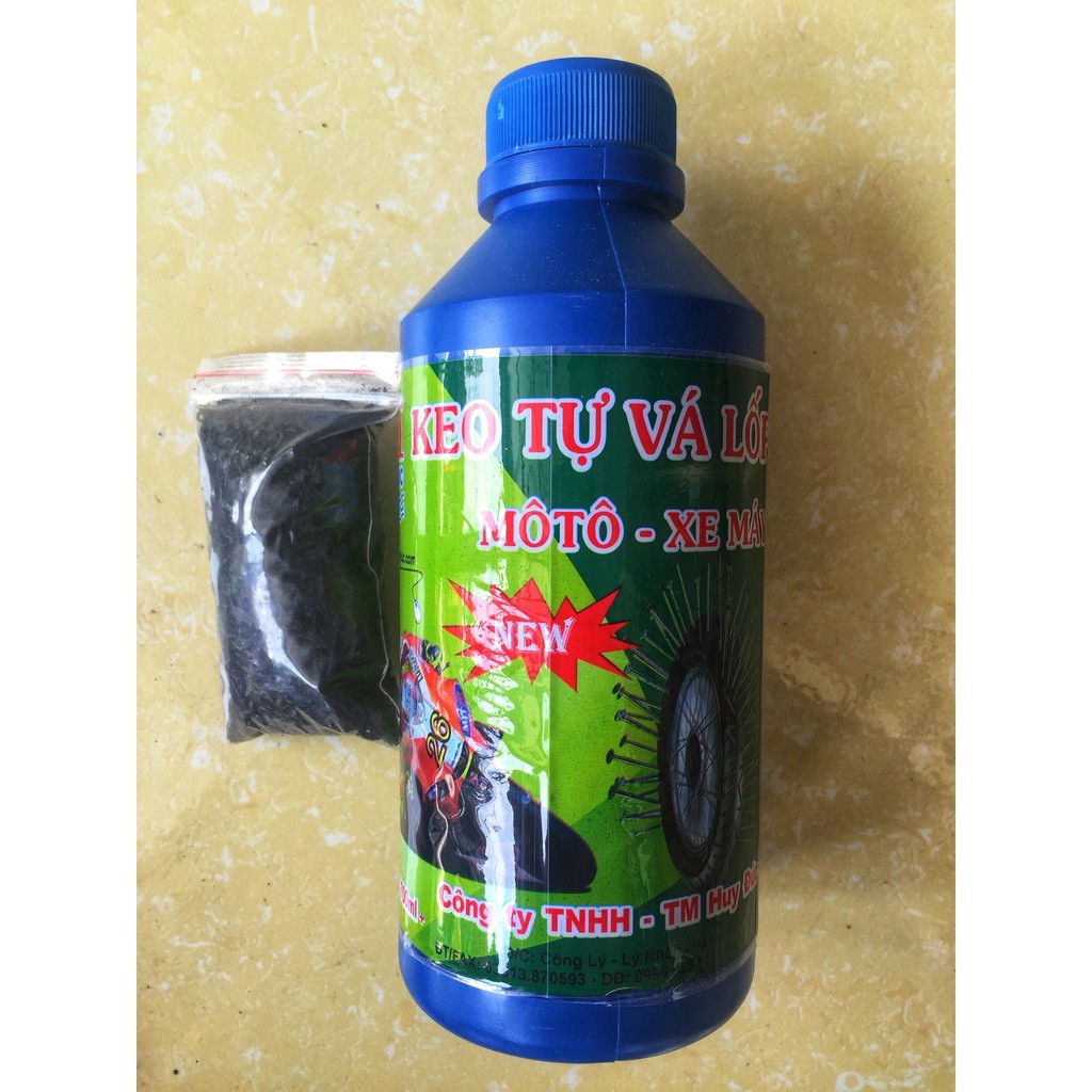 Keo tự vá lốp xe máy xe điện Huy Đức 700ml kèm lót vành