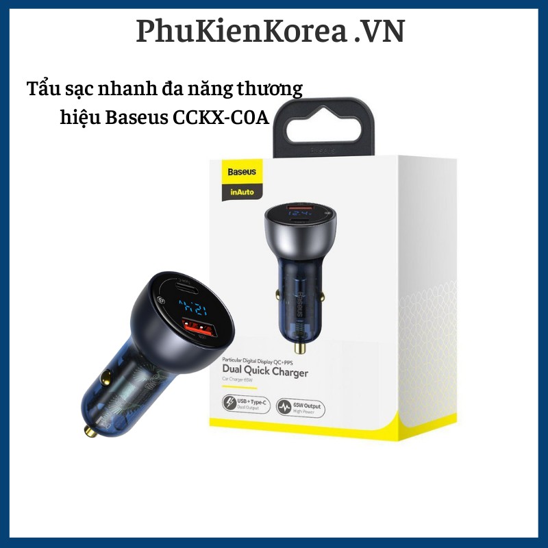 Tẩu sạc nhanh đa năng thương hiệu Baseus CCKX-C0A tích hợp Type-C và USB - chính hãng 100%