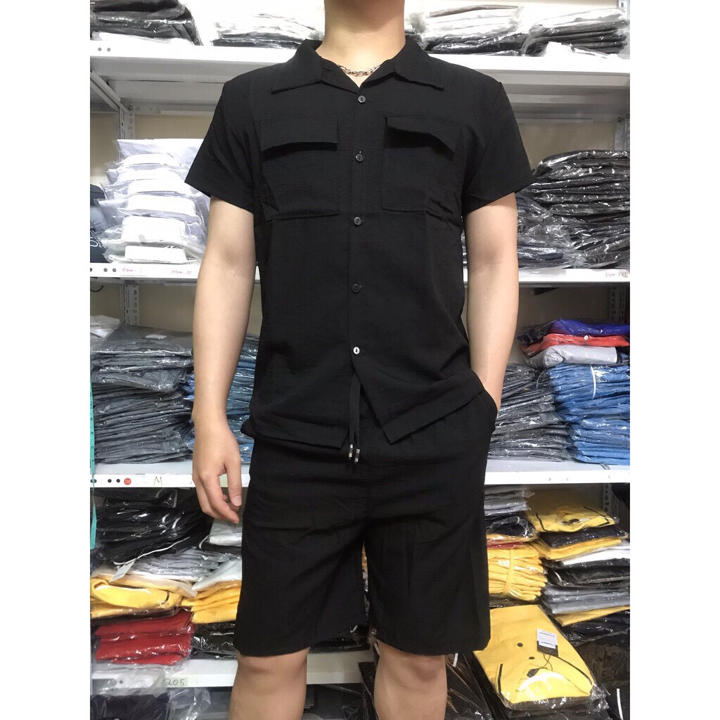 Bộ quần áo đũi nam ngắn tay cổ tàu, cổ bẻ vải đũi xước mặc mát- VIN95 BH21 | BigBuy360 - bigbuy360.vn