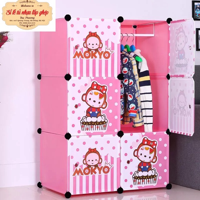 TỦ NHỰA QUẦN ÁO LẮP GHÉP 6 Ô SIZE SÂU 47cm. Tặng kèm móc treo