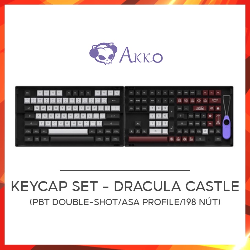 [Mã 253ELSALE hoàn 7% đơn 300K] AKKO Keycap set - Dracula Castle (PBT Double-Shot/ASA profile/198 nút)