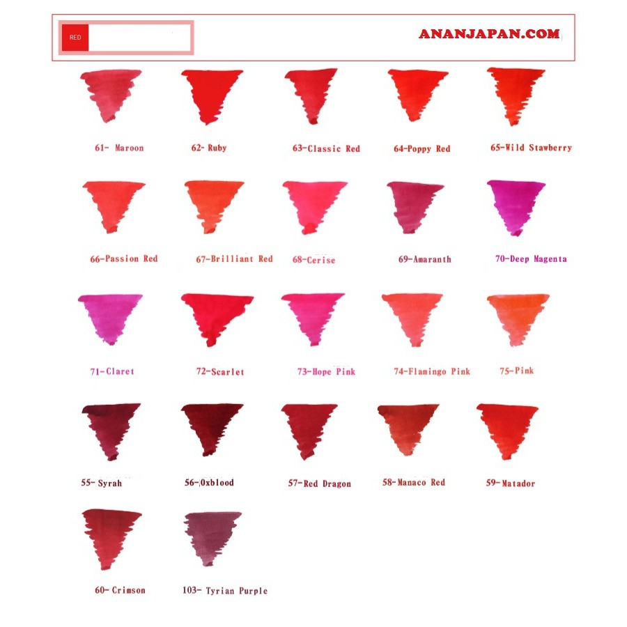 LỌ MỰC DIAMINE 30ML - NHÓM MÀU RED