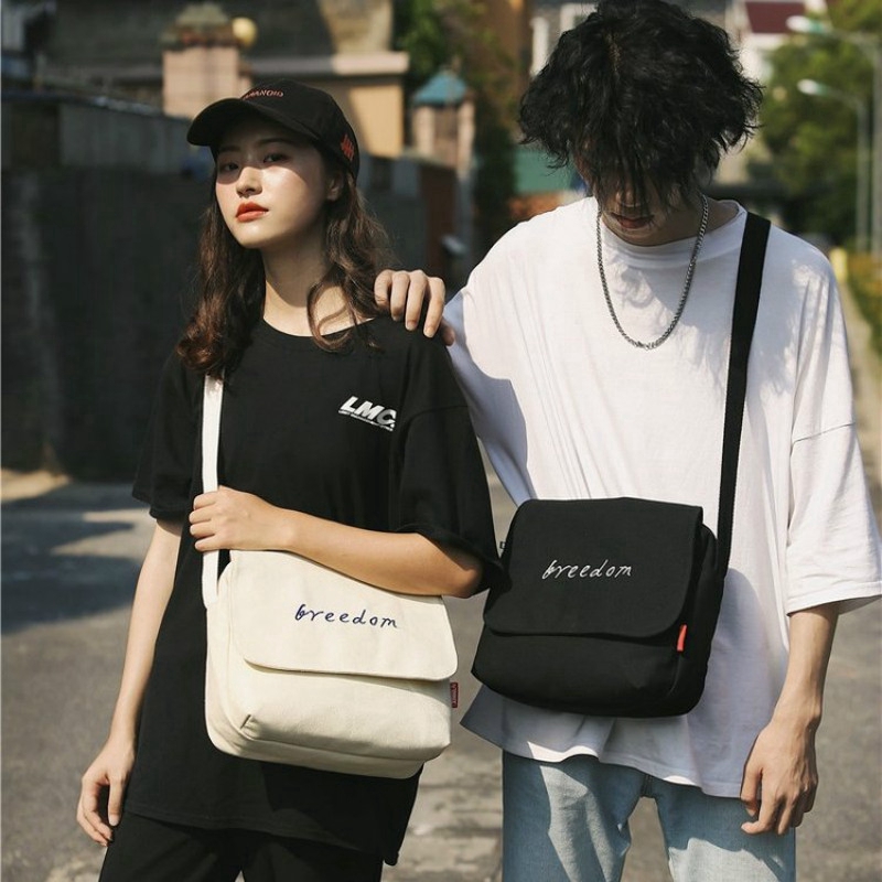 Túi xách đeo chéo bằng vải canvas phong cách Hàn Quốc ulzzang cá tính cho nam