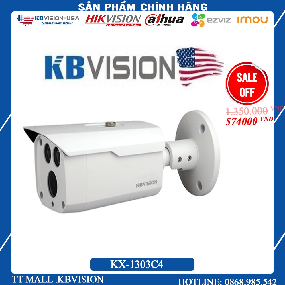 {Giá HỦY DIỆT} Camera KBVISION KX-1303C4 1.3MP THÂN SẮT Panasonic Chipset