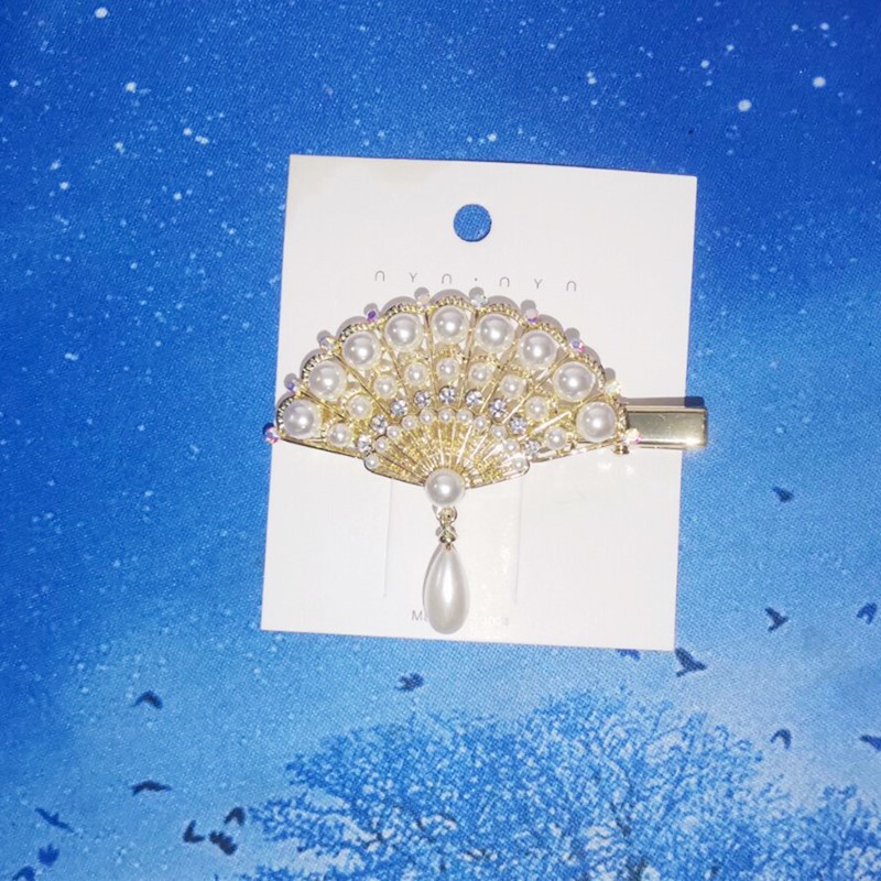 Kẹp Quạt Ngọc Trai Kim Cương Sáng Tạo Phong Cách Trung Hoa Cổ Điển Mới