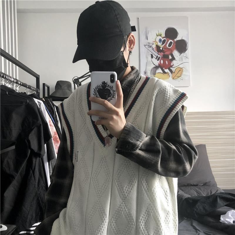 Áo Len Không Tay Màu Trơn Phong Cách Retro Hàn Quốc Cho Nam | BigBuy360 - bigbuy360.vn