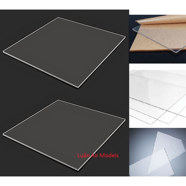 2mm 20x20cm Tấm nhựa mica cứng trong suốt làm hồ cá, hộp kính, đồ chơi, trang trí, cắt theo yêu cầu - Luân Air Models