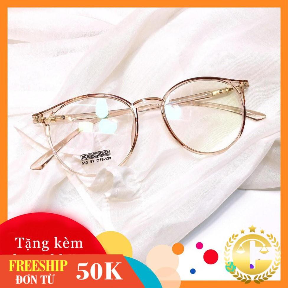 Gọng kính cận tròn 513 -gọng kính giả cận thời trang nhận cắt mắt cận viễn loạn