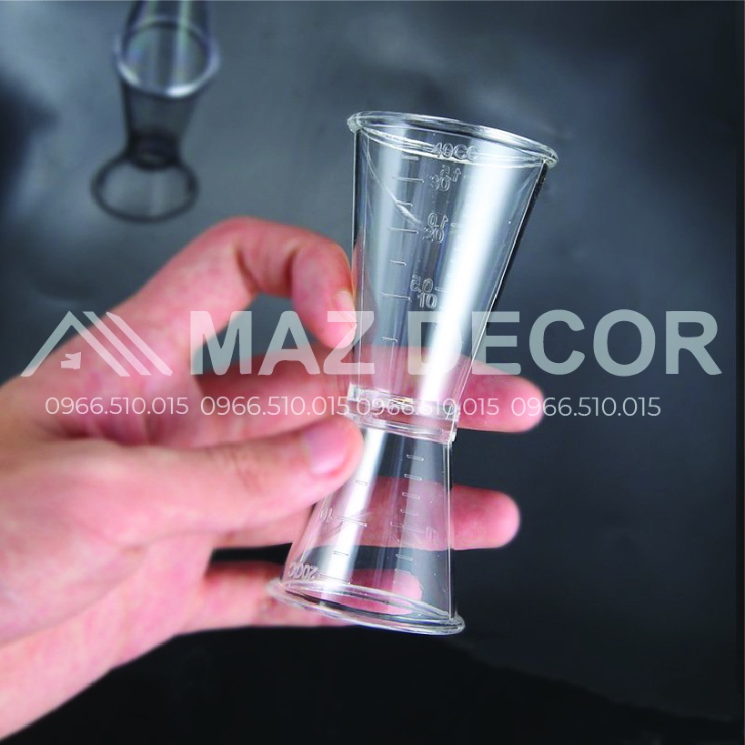 Cốc Ly đong nhựa Jigger zic 2 đầu 10/20CC - Jigger nhựa 20/40CC - Đinh lượng có chia vạch pha chế đa năng