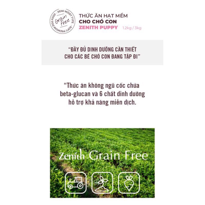 HẠT ZENITH GRAIN FREE 1.2kg cho chó con và trưởng thành