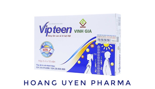 Vipteen Vinh Gia - Hộp 20 viên - Hỗ trợ tăng chiều cao thanh thiếu niên