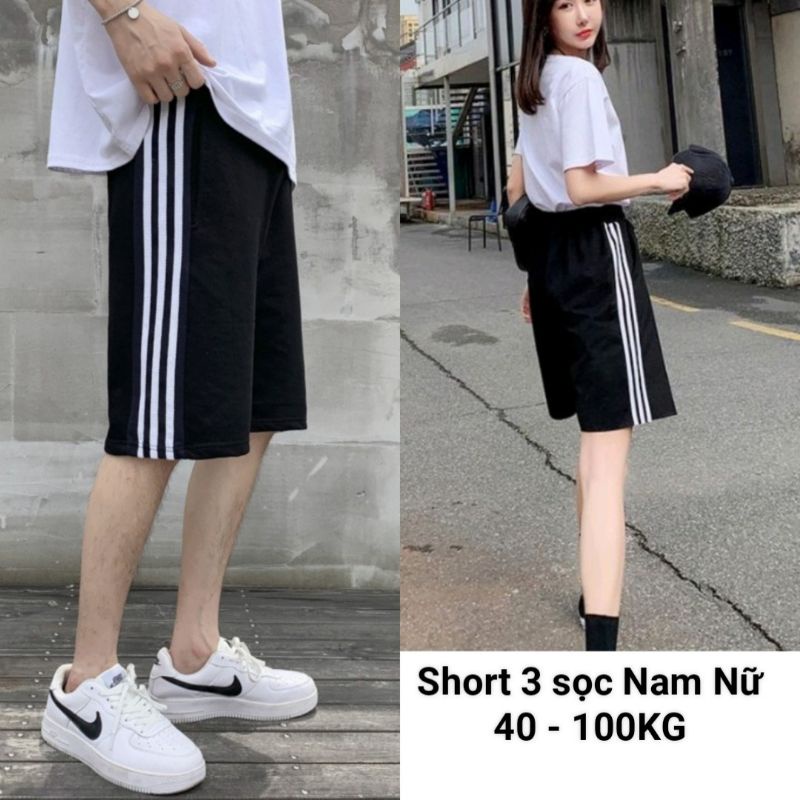 40-100kg Quần short 3 sọc Nam Nữ thời trang unisex năng động bisize