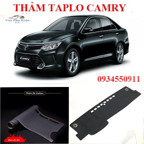 Thảm Phủ taplo Toyota Camry đời 2013-2019 da PU dập Vân Cacbon cao cấp