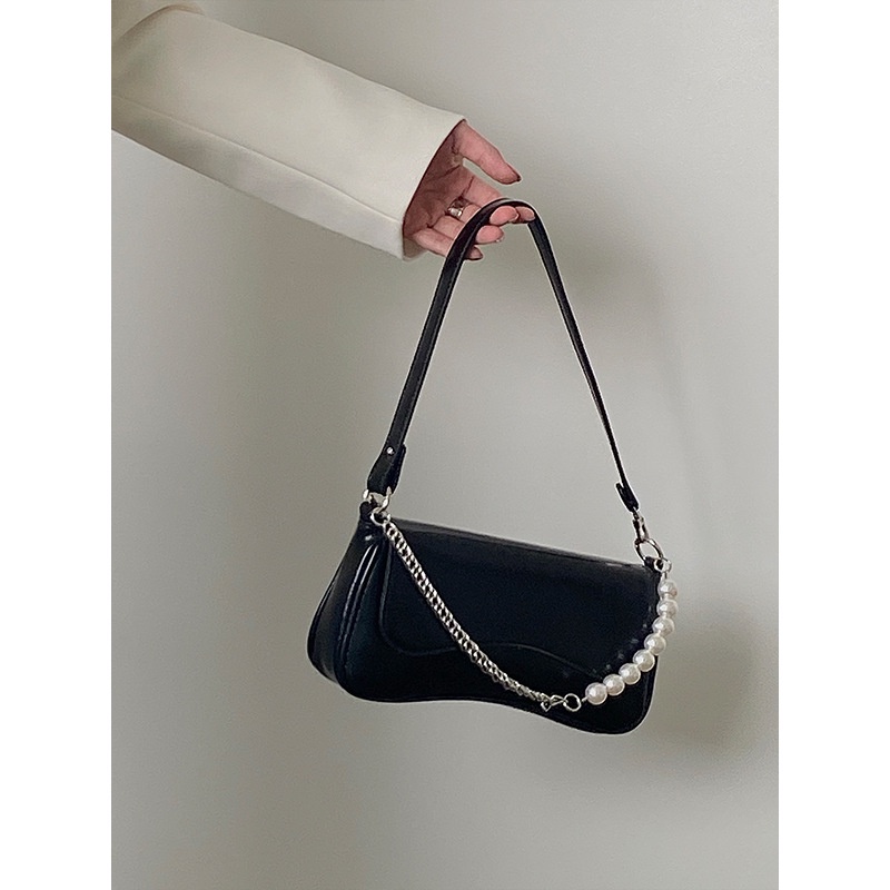 Túi Xách JASMIN NOIR Da PU Đeo Chéo Đính Ngọc Trai Thời Trang Dành Cho Nữ