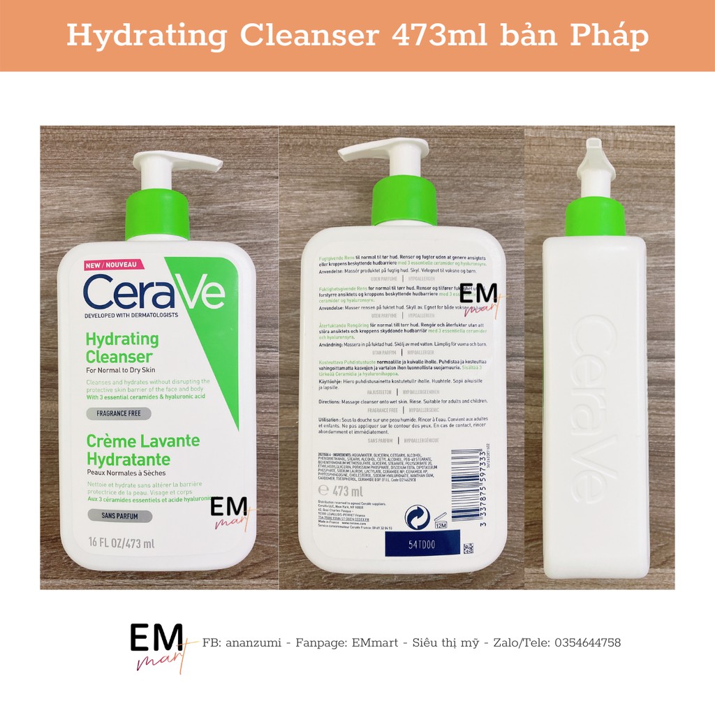 [Bản Mỹ và Pháp] Sữa rửa mặt Cerave Foaming Cleanser, Cerave Hydrating Facial Cleanser, Cerave SA Smoothing Cleanser