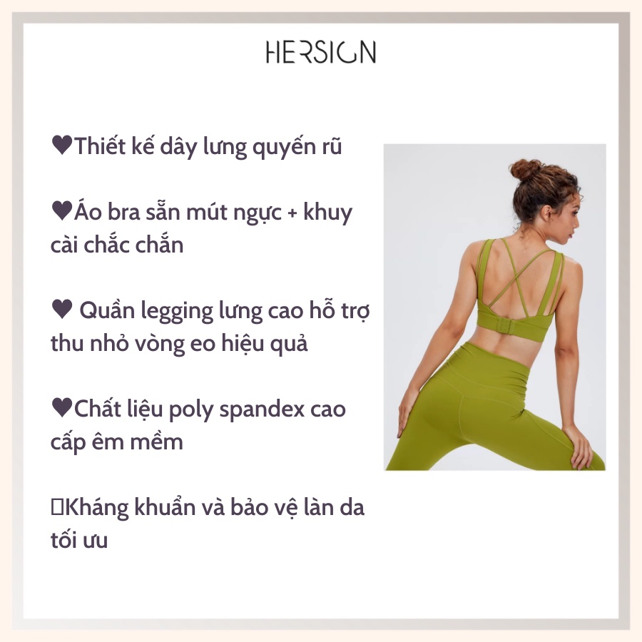 ĐỒ TẬP GYM NỮ SET TẬP YOGA QUẦN ÁO THỂ THAO CAO CẤP ÁO BRA DÂY CHÉO LƯNG HERSIGN MẪU MỚI 2022