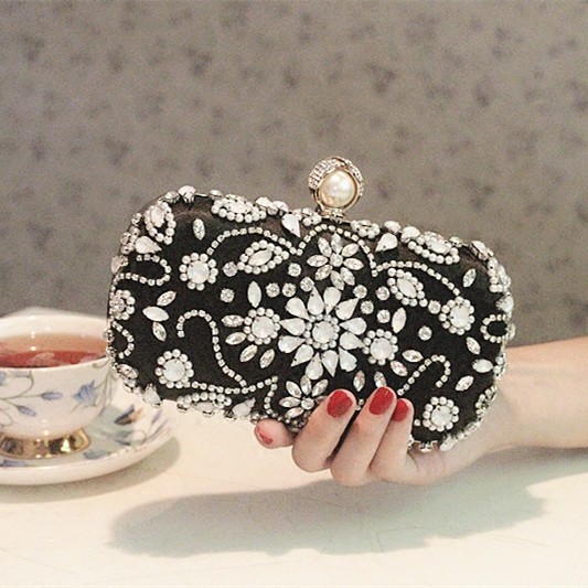 Ví clutch dự tiệc đá khóa giả ngọc trai sang trọng TV124