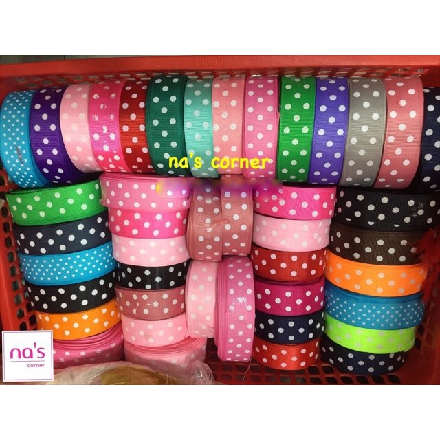 Dây ruy băng lụa hoạ tiết Happy birthday / Tim / best wishes/ chấm bi... 1cm cuộn 20m