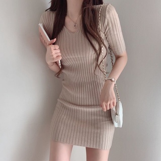 [MEILI] Đầm len ôm body tôn dáng có chất thun