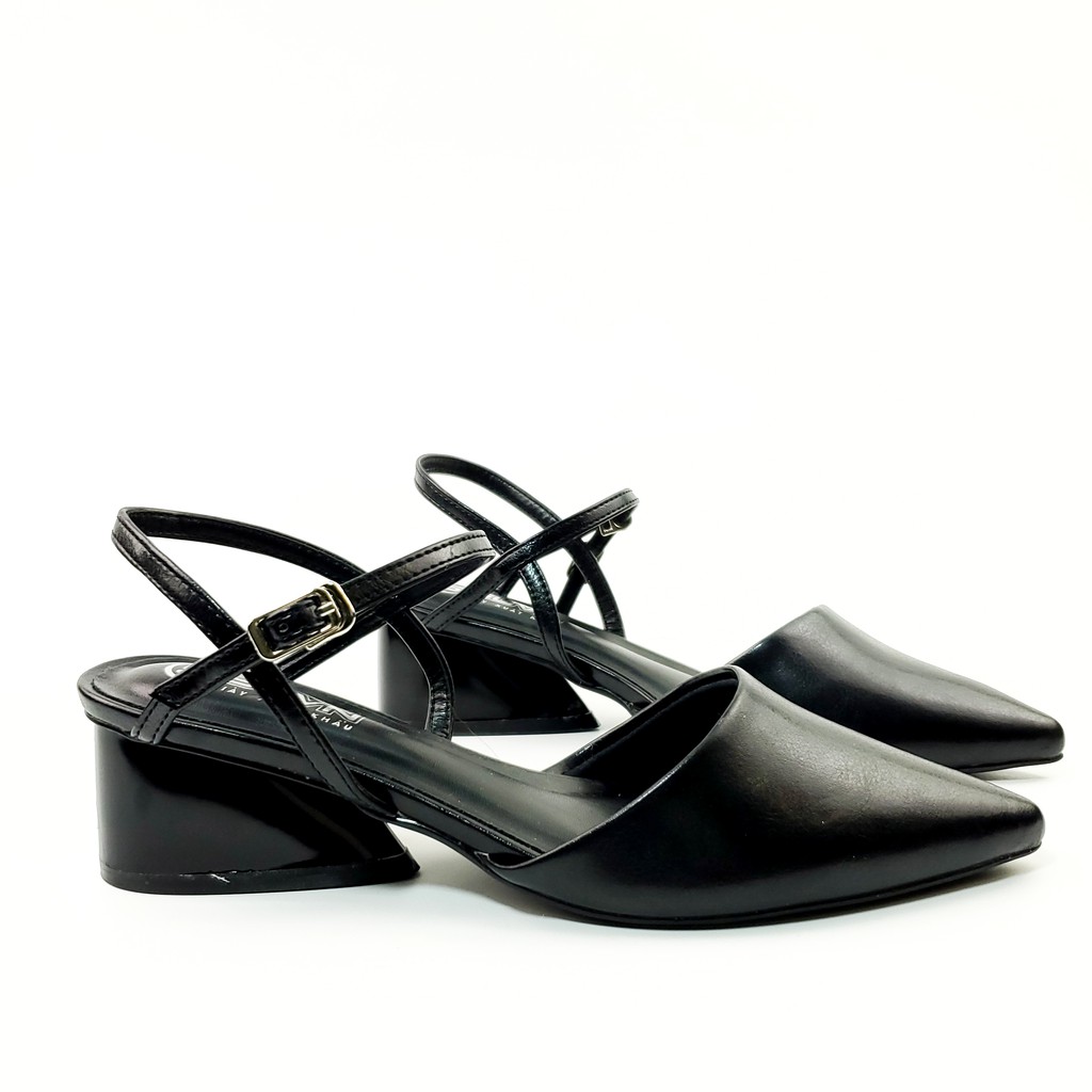 Sandal Cao Gót Bít mũi 5p/5cm Đế vuông cách điệu Quai mảnh Chuẩn đẹp VNXK HANO - SD0004